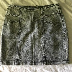 Nollie Black Acid Wash Stretch Denim Mini Skirt